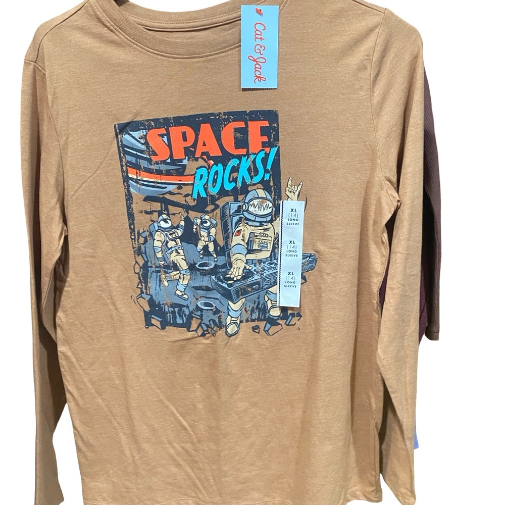 Cat & Jack Tan Space Adventure Long Sleeve Tee